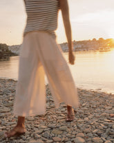 Palazzo Cargo Linen Blend Pant - Natural White