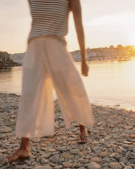 Palazzo Cargo Linen Blend Pant - Natural White