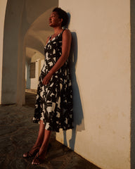 Sunshower Flowy Linen Blend Dress - Santiago Print