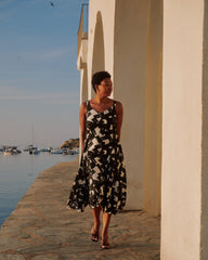 Sunshower Flowy Linen Blend Dress - Santiago Print