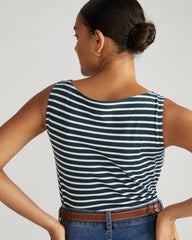 Noyack Breton Stripe Boatneck Tank - Deep Sea/White Stripe