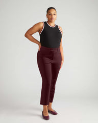 Long Cigarette Ponte Pants - Black Cherry