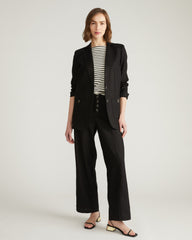 Coastal Linen Blend Blazer - Black
