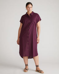 Dune Linen Blend Shirtdress - Acai