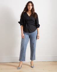 Ella High Rise Straight Leg Jeans - Distressed Washed Indigo