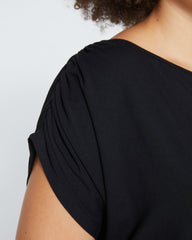 Helena Divine Jersey Gathered Tee - Black