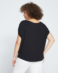 Helena Divine Jersey Gathered Tee - Black