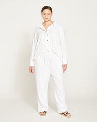 Iris Linen Blend Easy Pull-On Pants - White