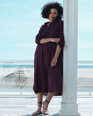 Odeon Linen Blend Shirtdress - Acai