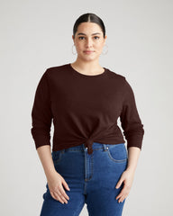 Light-As-Air Long Sleeve Crew Neck Tee - Brulee