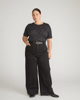 Lily Liquid Jersey Crew Neck Stovepipe Tee - Galactic Print in Black