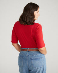 Lily Liquid Jersey V-Neck Stovepipe Tee - New York Red