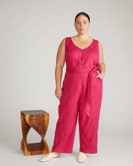 Matilda Linen Blend Jumpsuit - Cerise