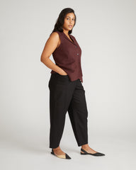 Lou Barrel Leg Linen Blend Pants - Black