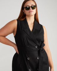 Hudson Linen Blend Trench Dress - Black