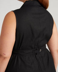 Hudson Linen Blend Trench Dress - Black
