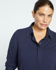 Elbe Popover Liquid Jersey Shirt Classic Fit - Midnight