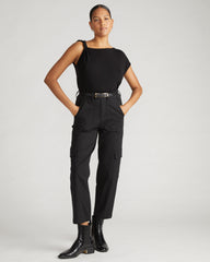Karlee Stretch Cotton Twill Cargo Pants - Black