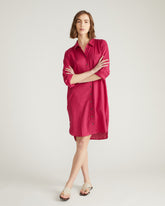 Seaside Linen Blend Shirtdress - Cerise