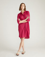 Seaside Linen Blend Shirtdress - Cerise