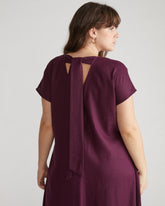 Louvre Bow Back Linen Blend Dress - Acai