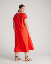 Louvre Bow Back Linen Blend Dress - Shoreline Sunset