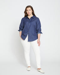 Minimalist Stretch Cotton Chambray Shirt - Dark Indigo