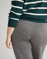 Long Cigarette Ponte Pants - Herringbone Tweed