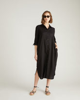Odeon Linen Blend Shirtdress - Black