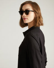Odeon Linen Blend Shirtdress - Black
