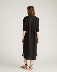 Odeon Linen Blend Shirtdress - Black