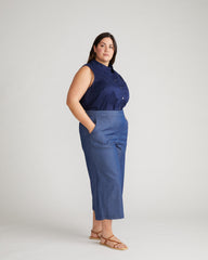 Perfect Tencel Chambray Culottes - Midnight Blue