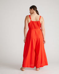 Promenade Linen Blend Jumpsuit - Shoreline Sunset