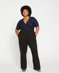 Pull On Bootcut Ponte Pants - Black