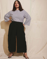 Palazzo Cargo Linen Blend Pant - Black
