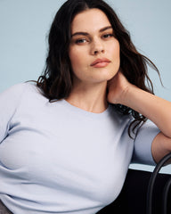 Savvy Fine Knit Sweater Top - Silver Blue