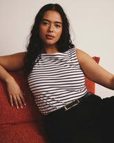 Noyack Breton Stripe Boatneck Tank - White/Gamay Stripe