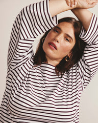 Montauk Breton Stripe Bell Sleeve Top - White/Gamay Stripe