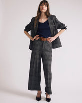 Cropped Wide Leg Ponte Pants - British Plaid