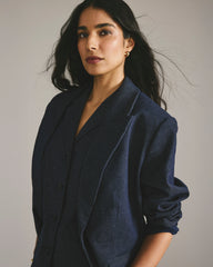 Percy Denim Look Blazer - Dark Indigo