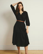 Sorrento Linen Blend Midi Dress - Black