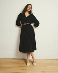 Sorrento Linen Blend Midi Dress - Black