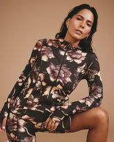 Next-to-Naked Hooded Zip Jacket - Lotus Print