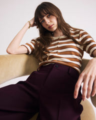 Henley Short Sleeve Ribbed Tee - Baker Street Stripe