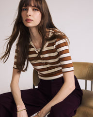 Henley Short Sleeve Ribbed Tee - Baker Street Stripe