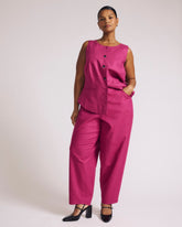 Lou Barrel Leg Linen Blend Pants - Hyper Pink