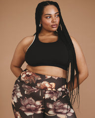 Next-to-Naked Racerback Sports Bra - Deep Brown/Dove Wing Trim