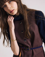 Tamsin Stretch Linen Blend Vest - Sophisticated Brown