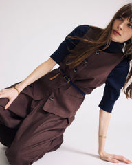 Tamsin Stretch Linen Blend Vest - Sophisticated Brown