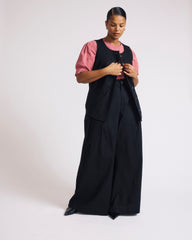 Tamsin Stretch Linen Blend Vest - Black